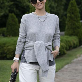 Chic Cascade Tie‑Belt Casual Top