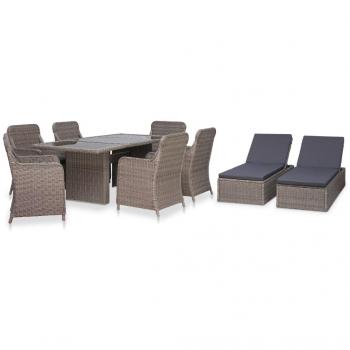 VidaXL Ensemble de repas de jardin 9 pcs Résine tressée Marron