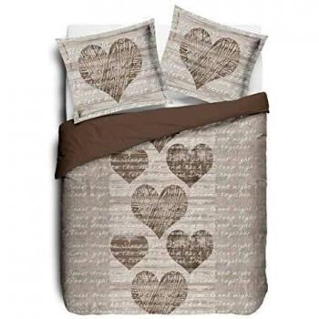 VISION Alice Housse de couette et 2 Taies assortis, Tissu en Coton, Taille Unique (260x240cm), Couleur Beige