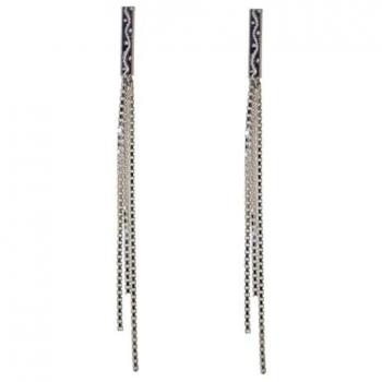 Pendientes Largos de Plata 925m para Mujer con Cadenas Venecianas