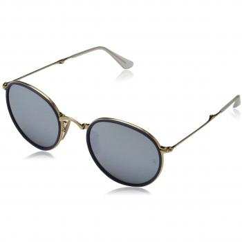 Ray-Ban Goldene Unisex Round Folding Sonnenbrille, Gelb Flash Gläser, 51 EU