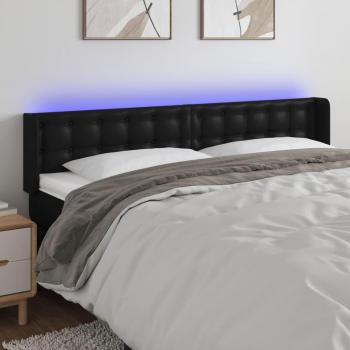Schwarzes LED Kopfteil 183x16x78/88 cm Kunstleder