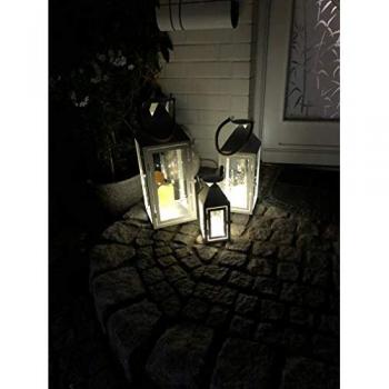 Mojawo Windlicht Set 3er mit Kerzen und Lichterketten