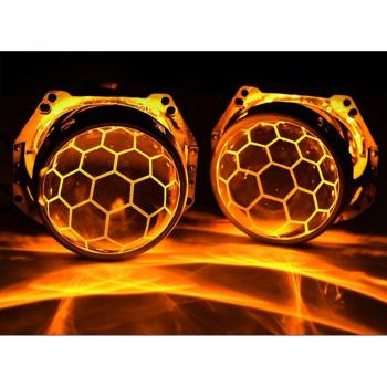 Hella 3.0 Faro de Coche Bi-Xenon Estilo Honeycomb Azul con Proyector D2S/D2R/D3S/D3R/D4S/D4R