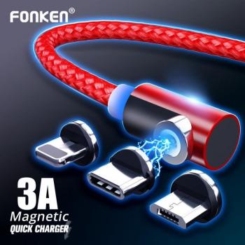 FONKEN Magnet‑Micro‑USB Kabel 360 cm – USB‑Type‑C, geeignet für Samsung A50/A70 und iPhone