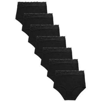 Lace-Cotton Black Knickers – 7‑Pack Collection