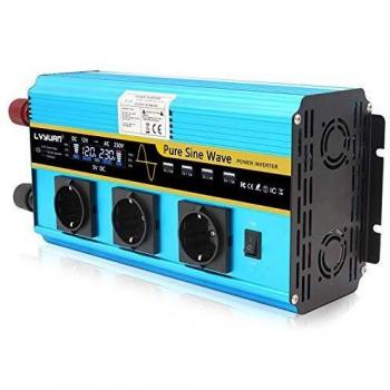 Yinleader Convertisseur 12v 220v avec 3 prises européennes et 4 ports USB