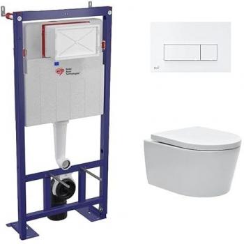 Pack WC Bâtiment Autoportant Swiss Aqua – Sat, Abattant Soft‑Close, Plaque