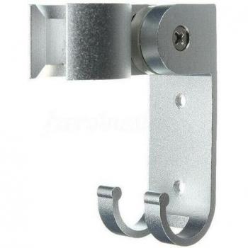 Wall-Mounted Adjustable Shower Head Holder with Two Hook Brackets, Adhesive Aluminum Mounting Bracket for Bathroom, Includes Screws and 50 kg Weight Capacity