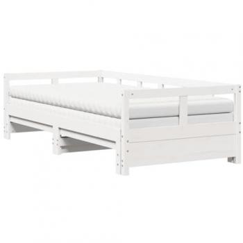 Lit gigogne en bois de pin massif avec matelas 90x190 cm