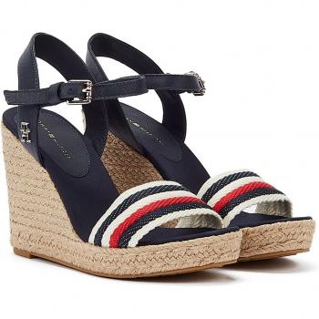 Tommy Hilfiger Femmes Sandales Corporate Wedge Bleues