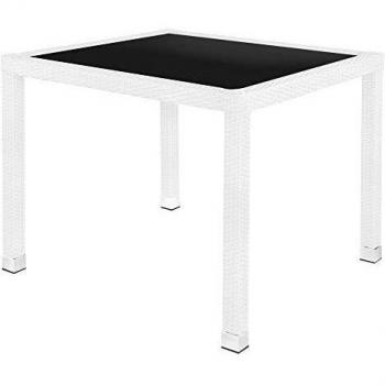 Marlène Rattan‑Aluminium Table 90 cm × 90 cm × 76 cm
