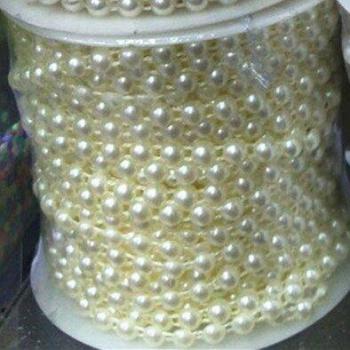 6mm Flat Back ABS Imitation Pearl Half Beads Chain for DIY Jewelry Making