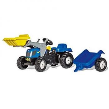 Tracteur à pédales Rolly Toys New Holland T7040 avec chargeur frontal et remorque