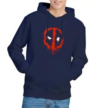 Marvel Unisex Navy XL Hoodie with Deadpool Paint Logo