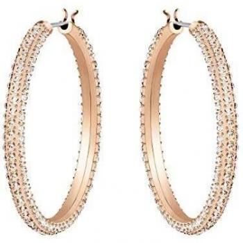 Pendientes de aro bañados en oro rosa con cristales rosa de Swarovski