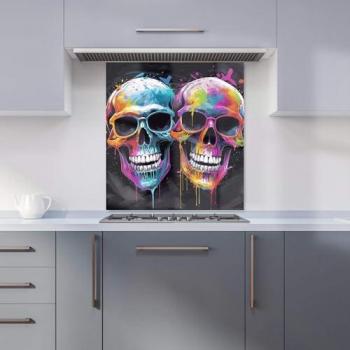 Designer Happy Skeletons in Glasses Kitchen Splashback (700 mm × 750 mm)