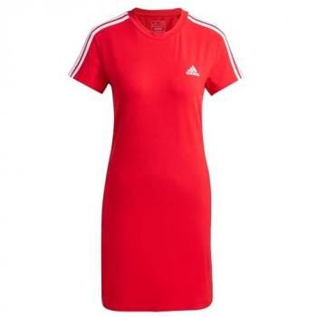 Adidas Donna Essentials 3-Stripes Single Jersey Fitted Tee Dress, Better Scarlet S23, M