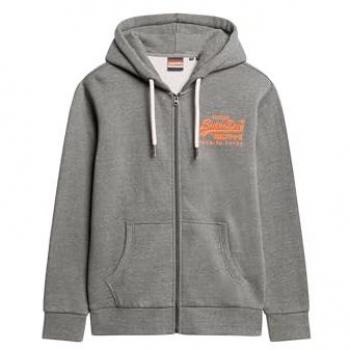 Superdry Neon V L Print Pullover Hoodie Storm Grey Heather XL Mens