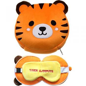 Puckator Tigre: Almohada de viaje con antifaz incorporado