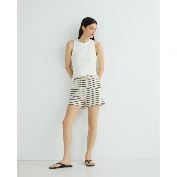 Shorts Vila Alo Mujer Rayas Negros Blancos con Cintura Ajustable