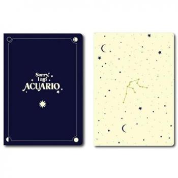 Paquete doble de cuadernos A6 Acuario, horóscopo negro, grapado