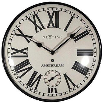 NeXtime Amsterdam‑Retro Dome Uhr – Lautloser Rundstil, 30 cm Umfang