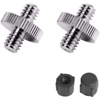 4-Double-Headed 1/4” Male-to-Male Tripod Screw Converter with Rubber Caps (Pack of 2)