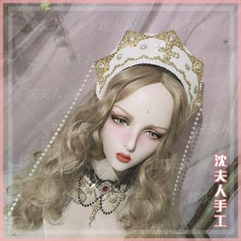 Handmade Retro Goth Lolita Bead Chain Cross Hair Ornament