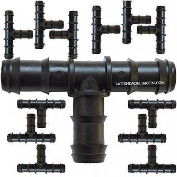 Raccord Tee noir 16 mm pour tuyau goutte à goutte