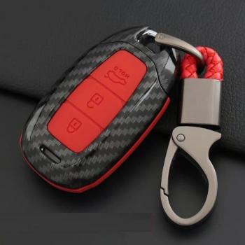 Carbon Fiber ABS Silicone Key Fob Cover for Hyundai Encino