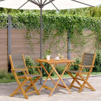 Mesa de Bistro Gris con Polipropileno y Madera 3P × 90 cm