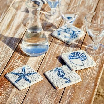 Dessous de verre Faune Marine bleu/beige