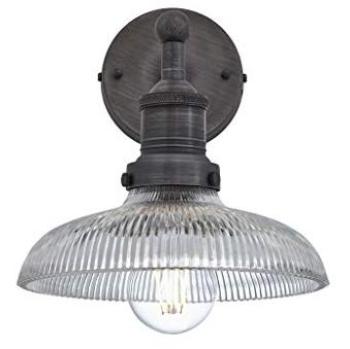 Brooklyn 8‑Inch Glass Dome Wall Fixture – Dark Pewter