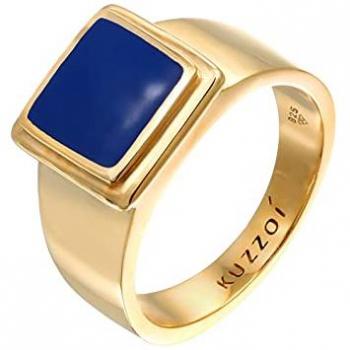 KUZZOI Siegelring Quadrat Emaille 925 Silber Herren Ring Größe 62 mm