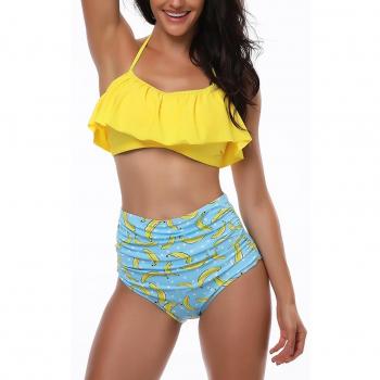 AMAGGIGO Women's High Waisted Halter Vintage Bikini Set
