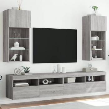 Meubles TV Contemporains LED 2 Pcs Sonoma Gris 40,5x30x90 cm