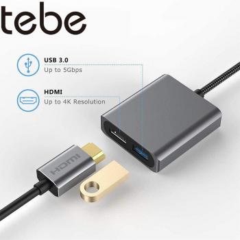 Convertisseur USB Type-C 3.1 à HDMI 4K avec USB 3.0