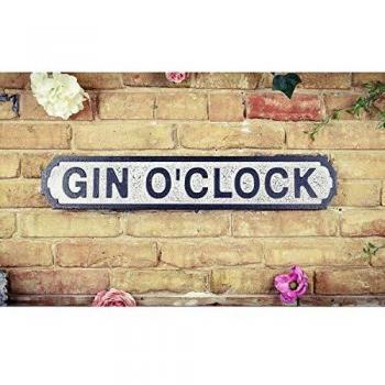 Retro Vintage Mini Street Gin O'Clock Sign – Noir/Blanc