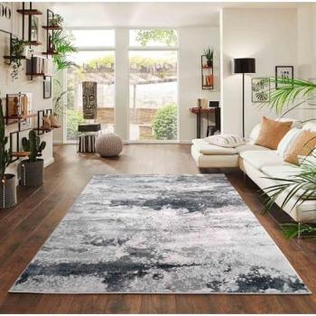 Emperor Onyx Silver Abstract Area Rug