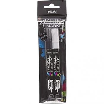 Pébéo 580896 Set de Marqueurs 4Artist Duo 4+4MM, Noir/Blanc