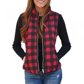 Abrigo de Túnica con Estampado Plaid para Mujer
