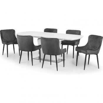 Como White High Gloss Dining Table and Luxe Chairs Set