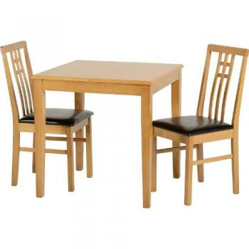 Vienna Dining Set with 2 Medium Oak/Brown Chairs