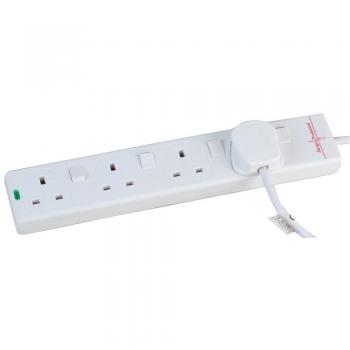 Pro Elec 4‑Outlet Surge Guard Extension Lead, 3 m, White