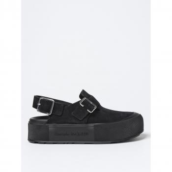Alexander McQueen Black/Silver Leather Mount Slick Sandals