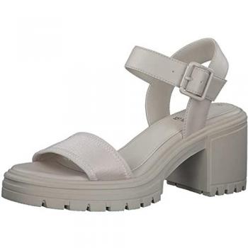 S.Oliver Damen Sandalette Grau mit Blockabsatz aus Lederimitat