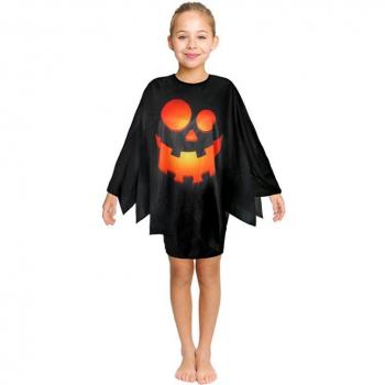 Poncho Infantil Calabaza Feliz Negra 65 cm