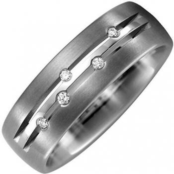 Gr. 56 Partner Ring Titan 5 Diamanten – matt & elegant