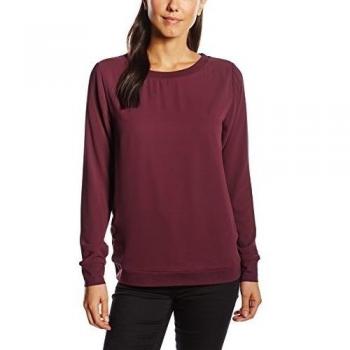 Camiseta femenina denim s.Oliver con ribete de cuello rojo vino